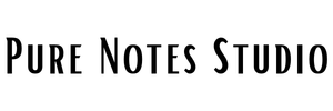 Logo of Pure Notes Studio with a black text on a white background